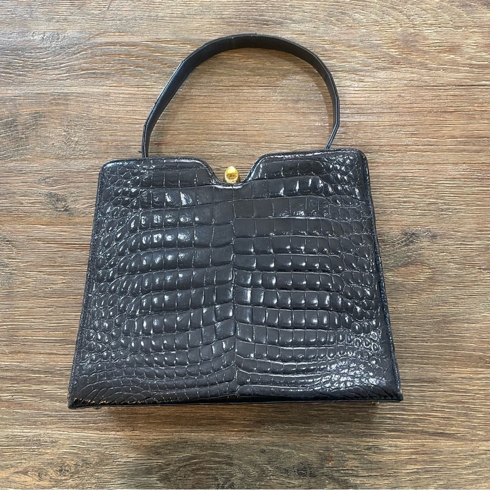 Vintage 1950’s Deitsch Black Alligator Handbag